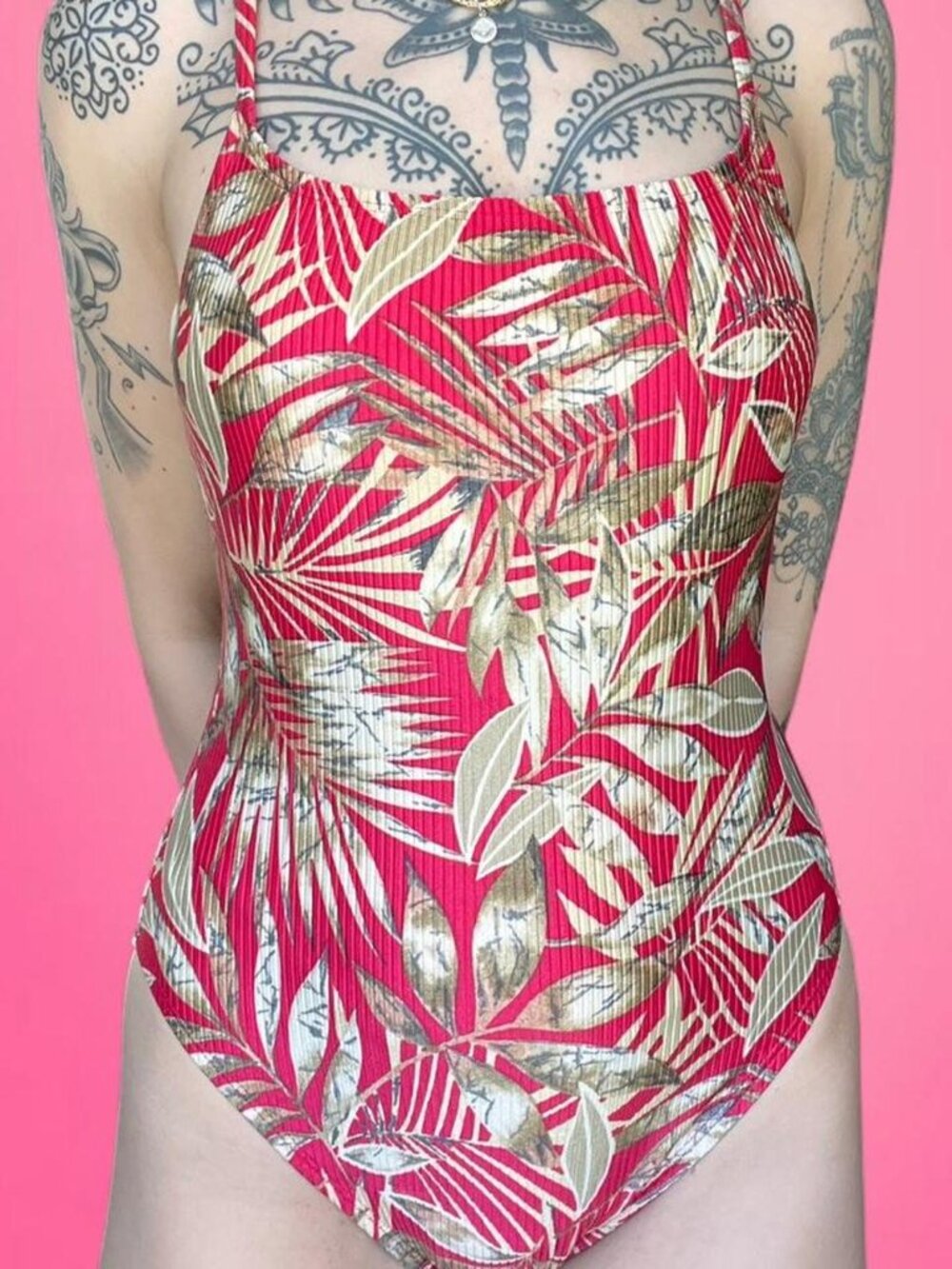 Vintage 90s tropical one piece swimsuit